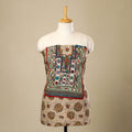 Buy Beige Desert Thread Embroidery Kalamkari Kurta Material