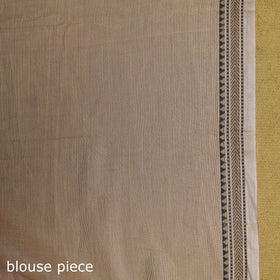 Beige - dharwad cotton saree with border 20 - handcrafted