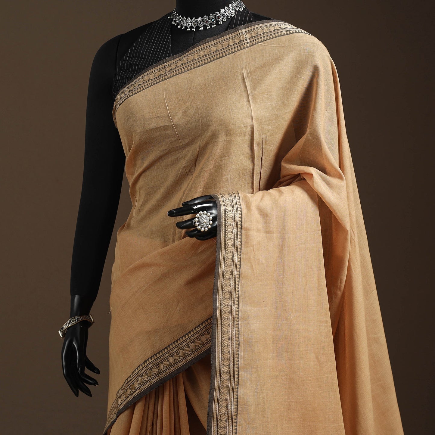 Dharwad cotton saree with border 29 - handcrafted