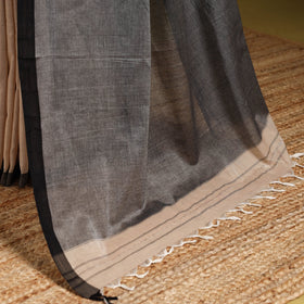 Beige - dharwad cotton saree with border 35 - handcrafted