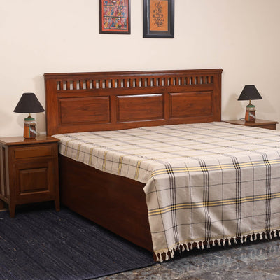 Beige - double handloom cotton bed sheet (108 x 90 in) 27