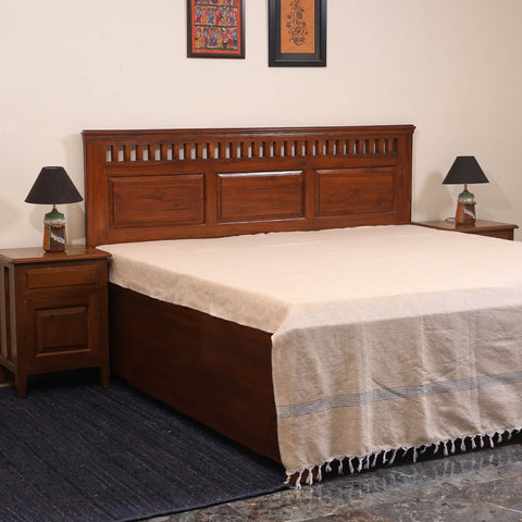 Beige - double handloom cotton bed sheet (108 x 90 in) 48