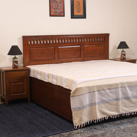 Beige - double handloom cotton bed sheet (108 x 90 in) 49