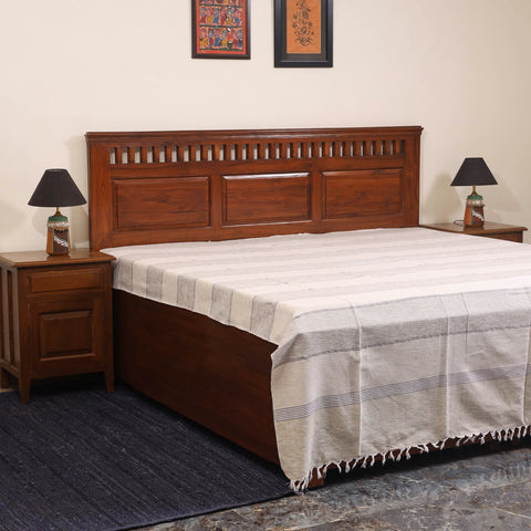 Beige - double handloom cotton bed sheet (108 x 90 in) 50