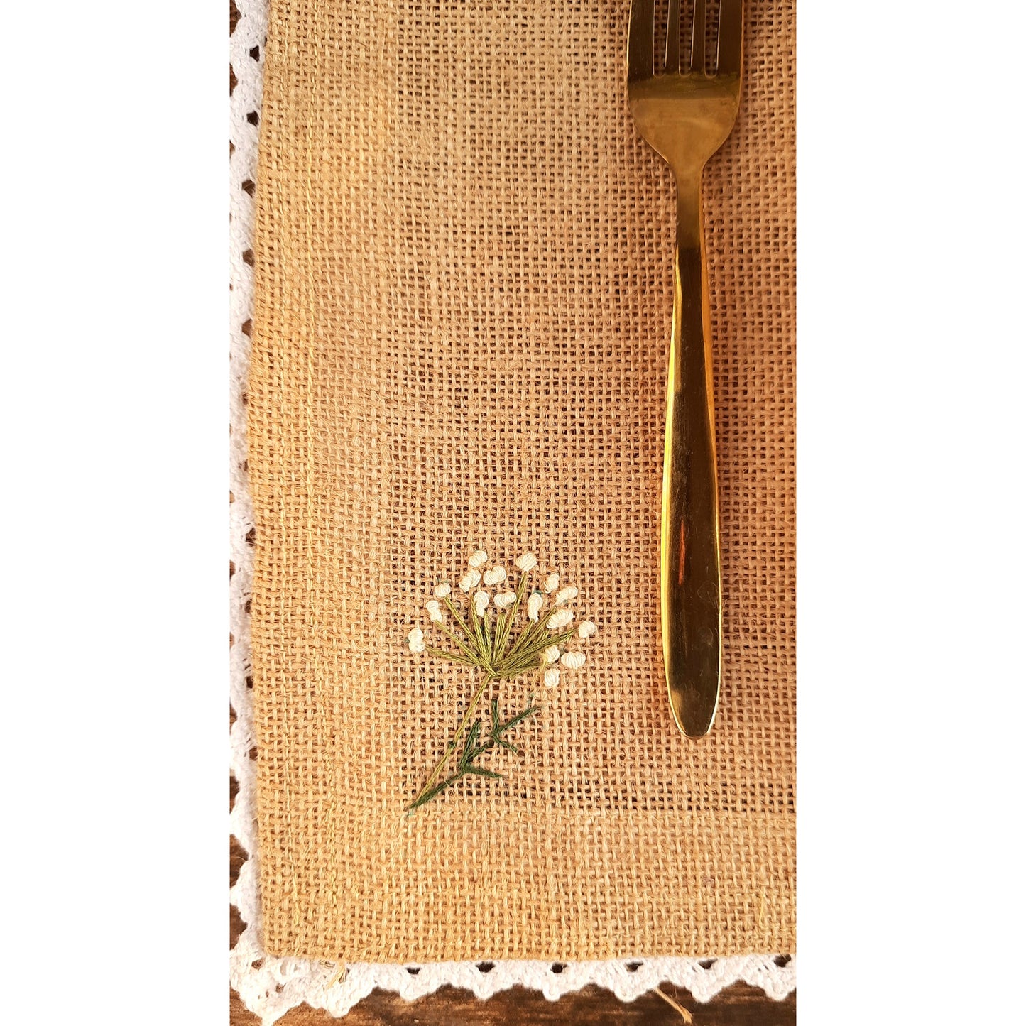 Buy Beige Embroidered Jute Table Mat - Dandelion
