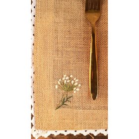 Buy Beige Embroidered Jute Table Mat - Dandelion