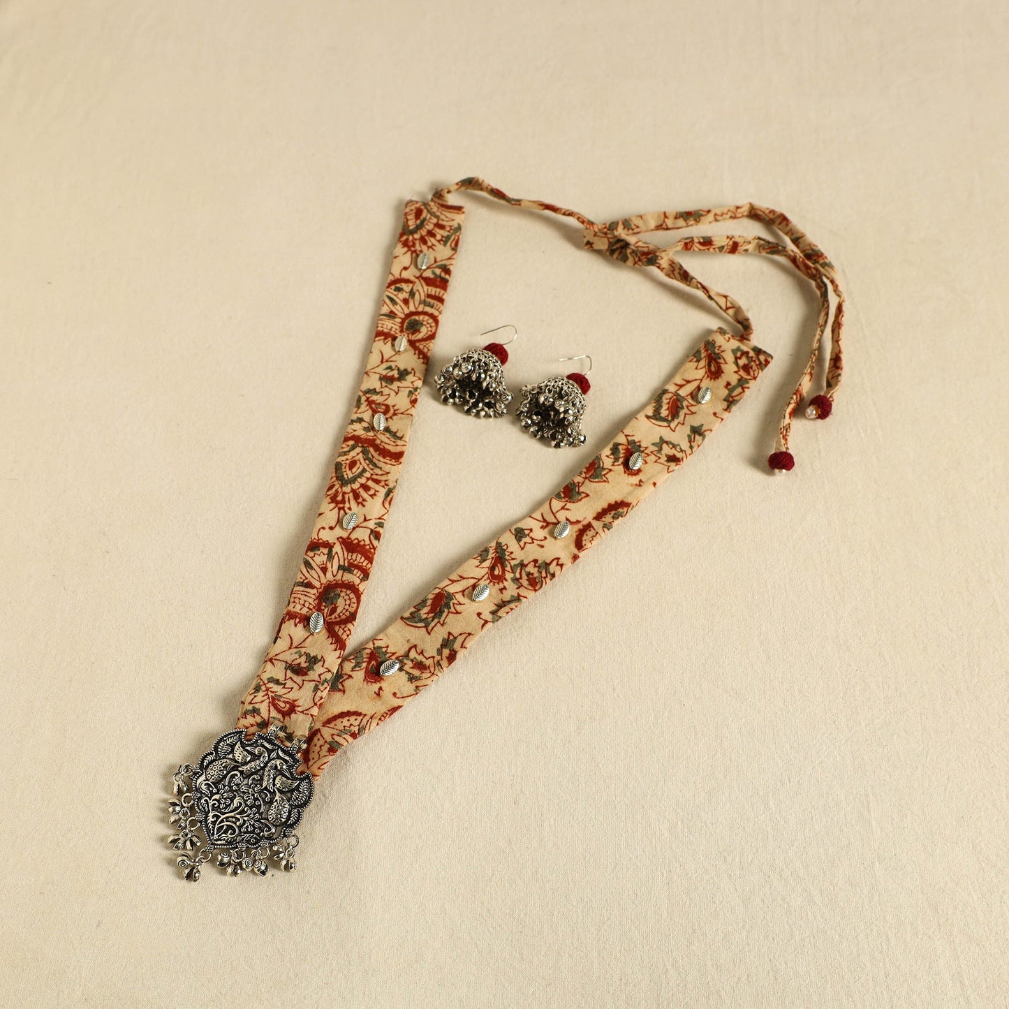 Beige - fabart german silver necklace set 07 - handcrafted