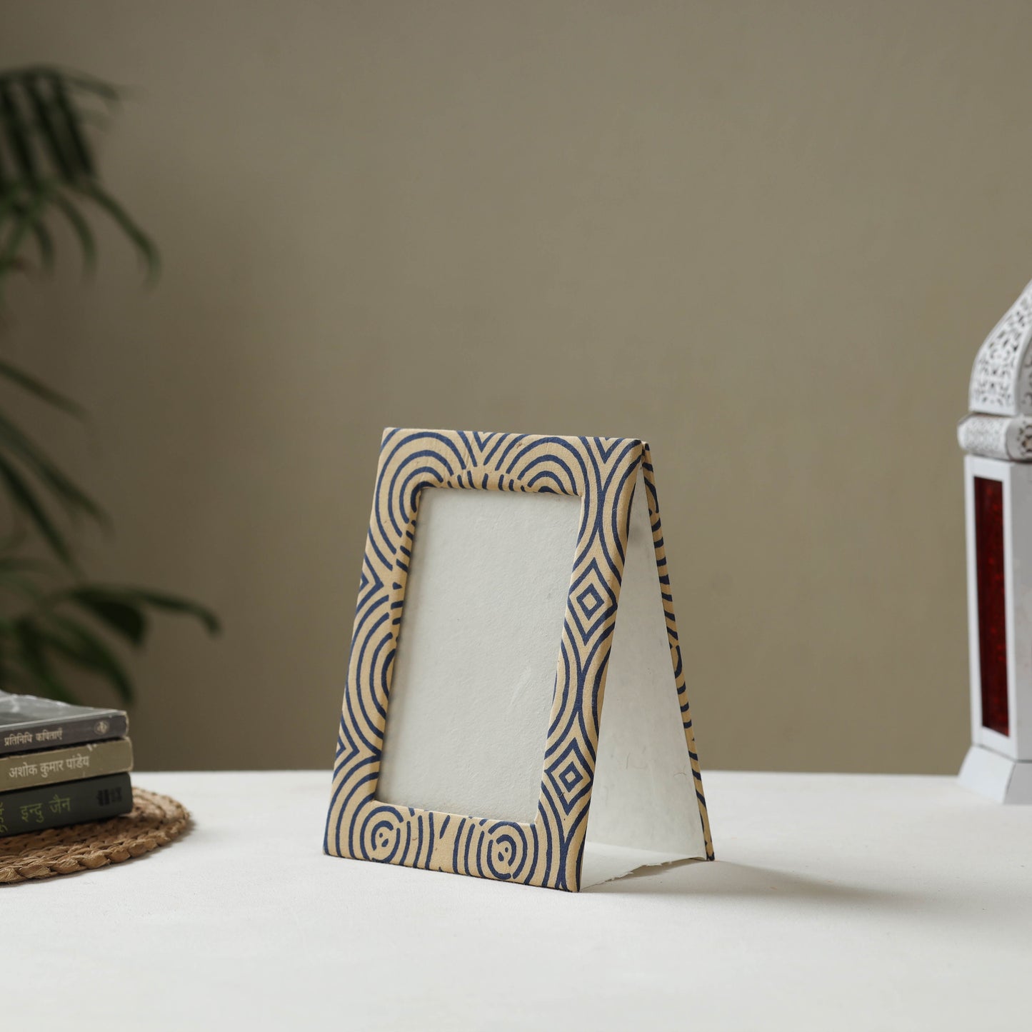 Beige - fabric embellished handmade photo frame (8 x 6 in)