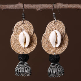 Beige - fiza german silver jute jhumki earrings