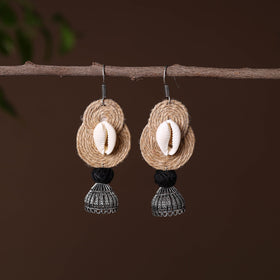 Beige - fiza german silver jute jhumki earrings