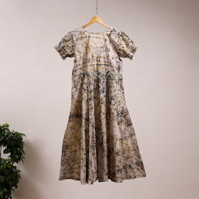Beige - flared cotton batik dress 09 - handcrafted