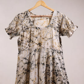 Beige - flared cotton batik dress 09 - handcrafted