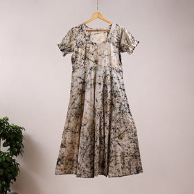 Beige - flared cotton batik dress 09 - handcrafted