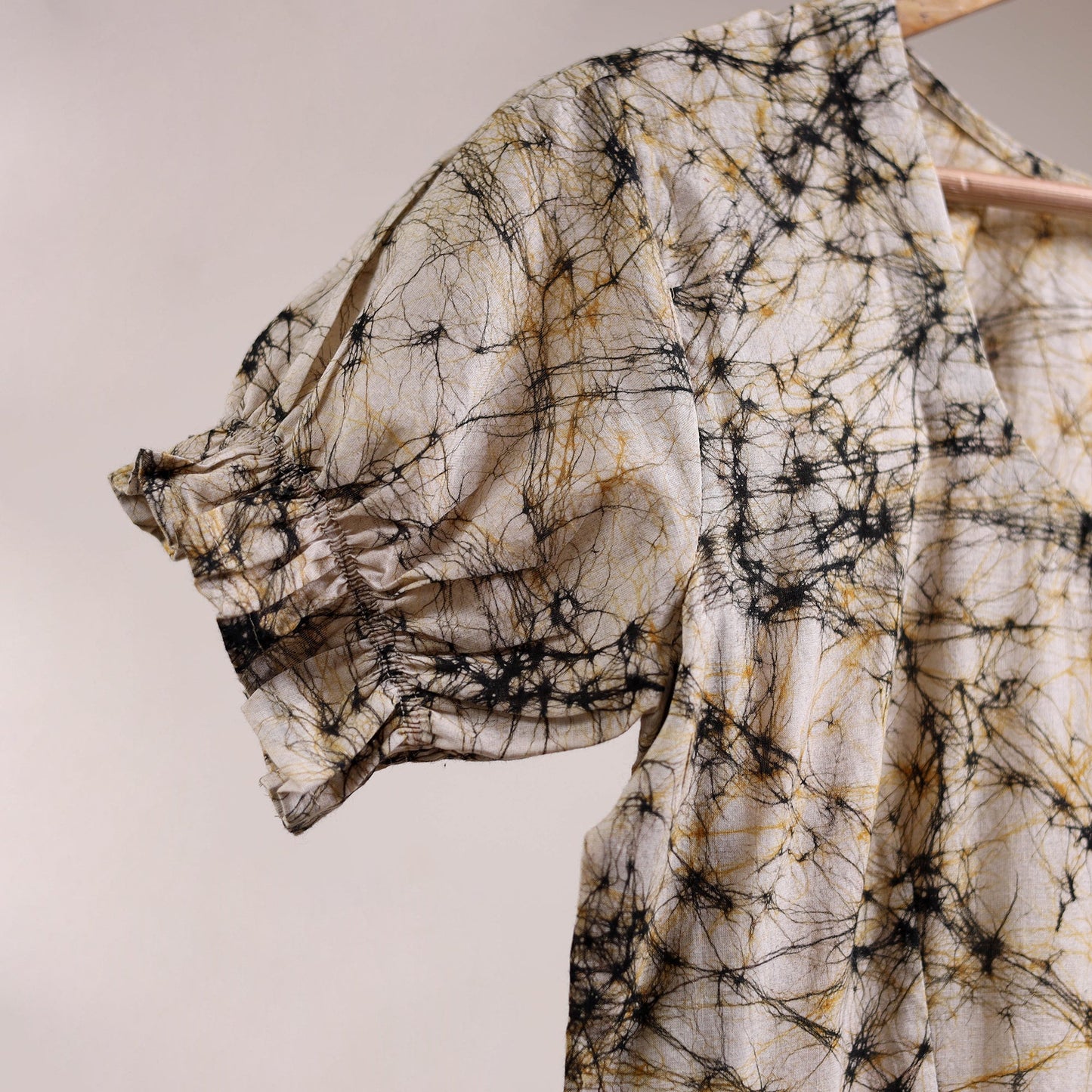 Beige - flared cotton batik dress 09 - handcrafted