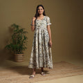 Beige - flared cotton batik dress 09 - handcrafted