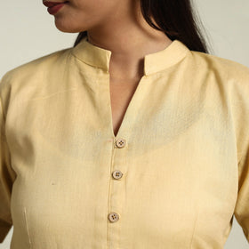 Beige - flex cotton tiered plain dress 10 - handcrafted