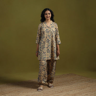 Floral cotton sanganeri co-ord set 08 - handcrafted