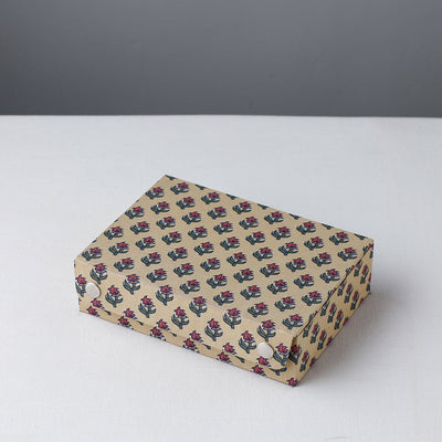 Beige  Floral Printed Handcrafted Jewelry Box 