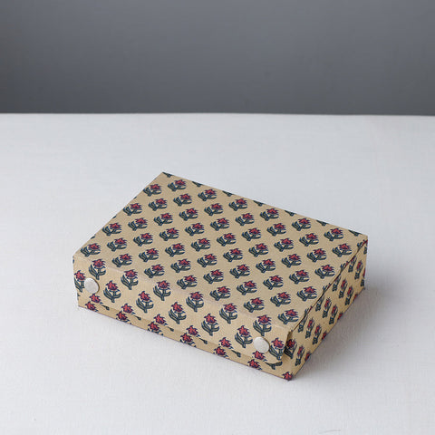 Beige  Floral Printed Handcrafted Jewelry Box 