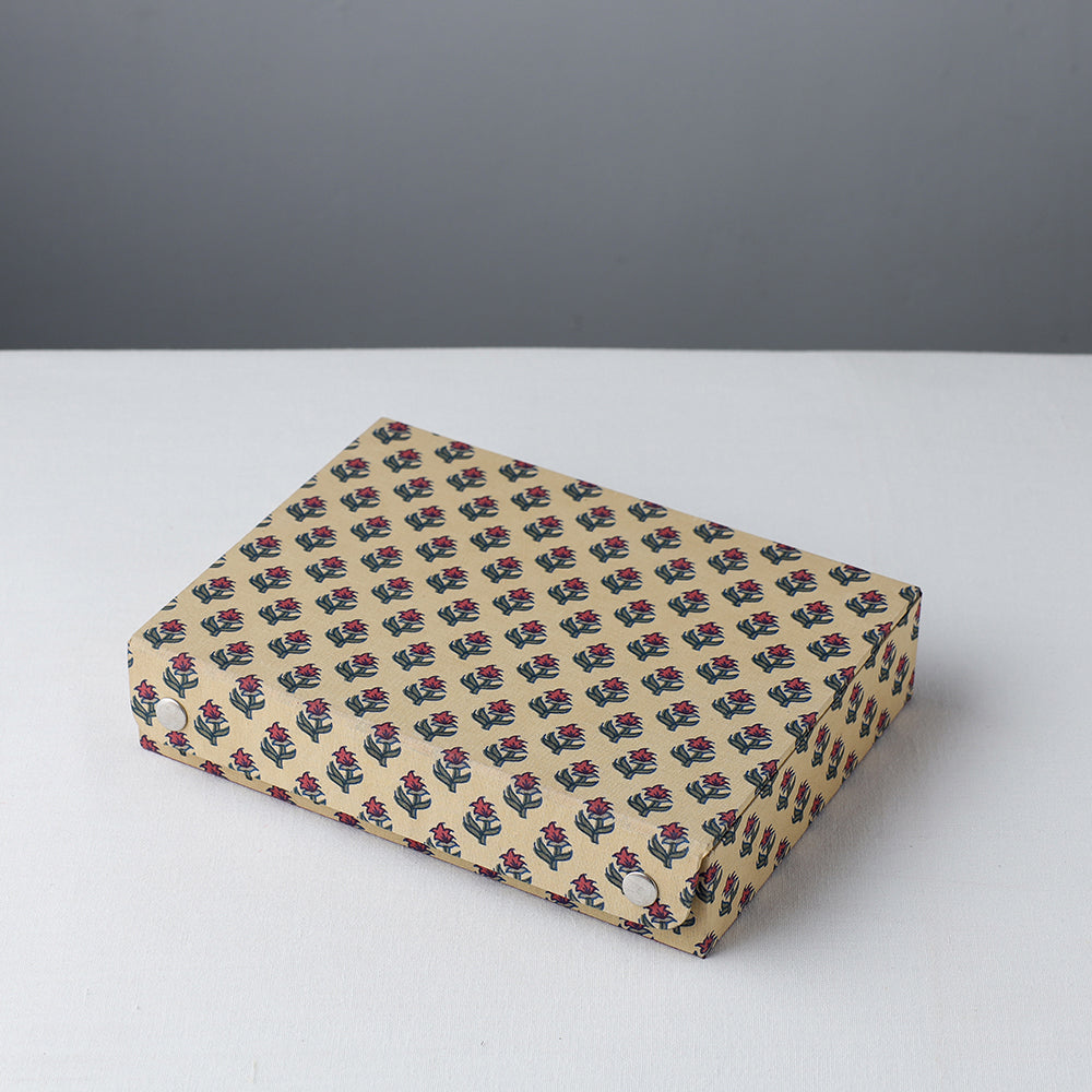 Beige Floral Printed Handcrafted Jewelry Box