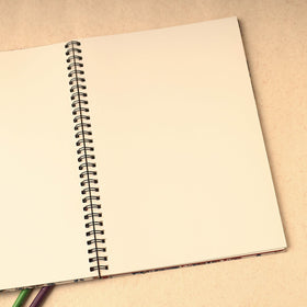 Beige - floral printed handcrafted spiral notebook (10 x 7