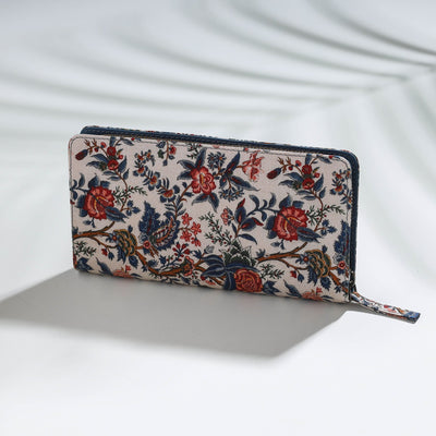 Beige Floral Printed Handcrafted Wallet