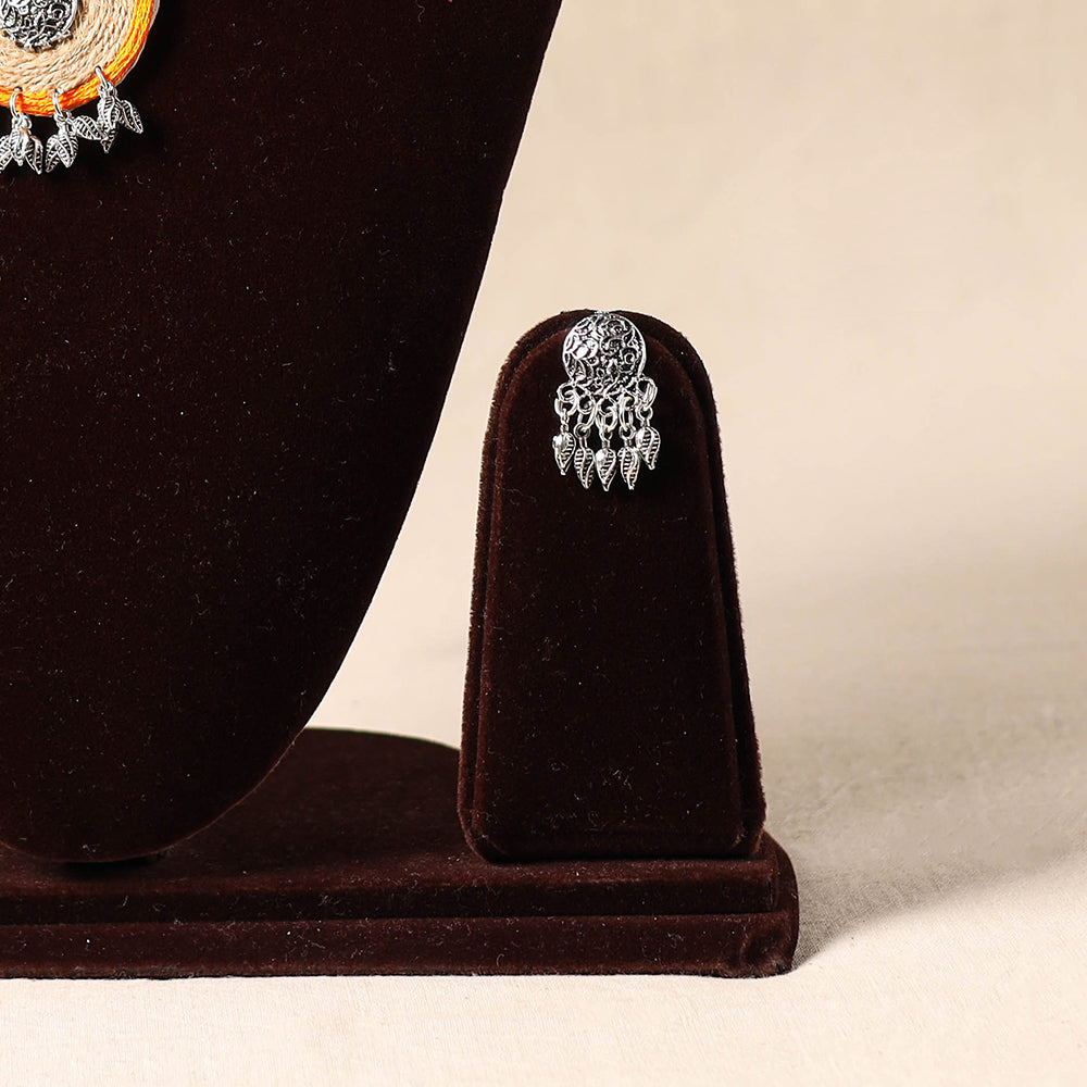 Beige - german silver jute necklace set 73 - handcrafted