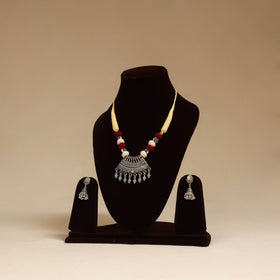 Beige - german silver thread beads necklace set 12