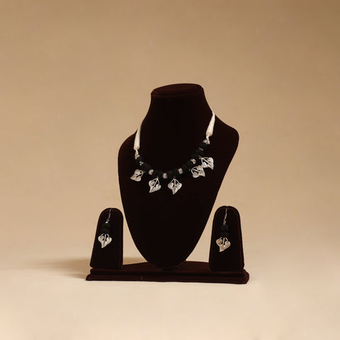 German silver thread beads necklace set 12 - handcrafted