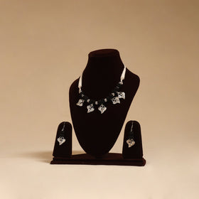 German silver thread beads necklace set 12 - handcrafted