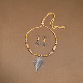 German silver wooden beads necklace set 15 - handcrafted