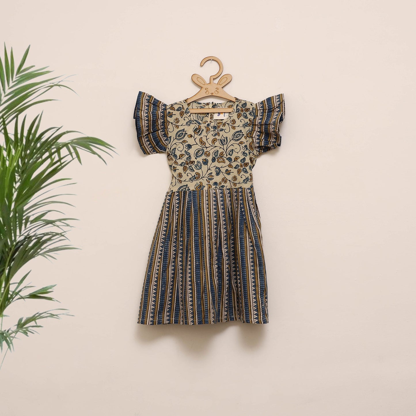 Girls pure cotton ajrakh hand block print frock dress (2-3