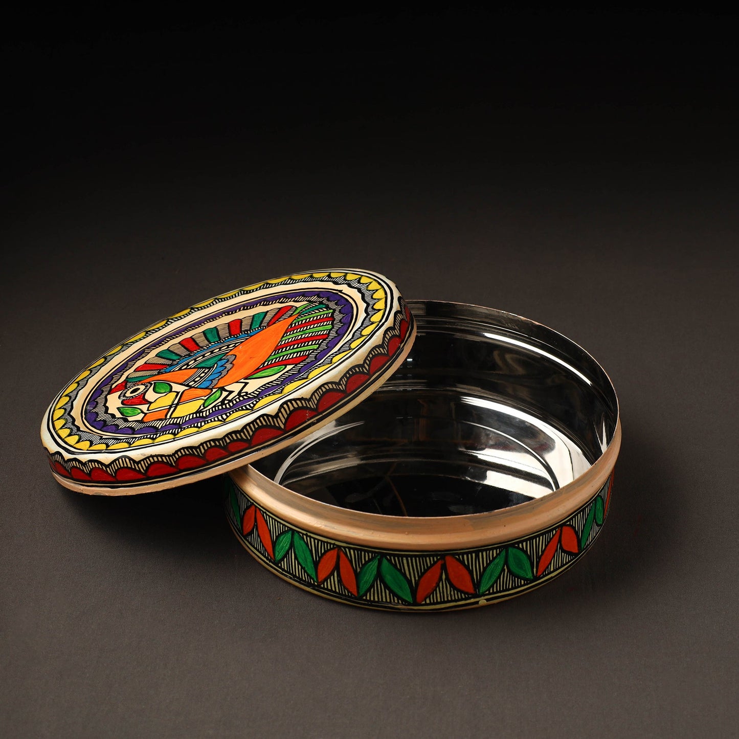  Godna Madhubani Handpainted Stainless Steel Casserole