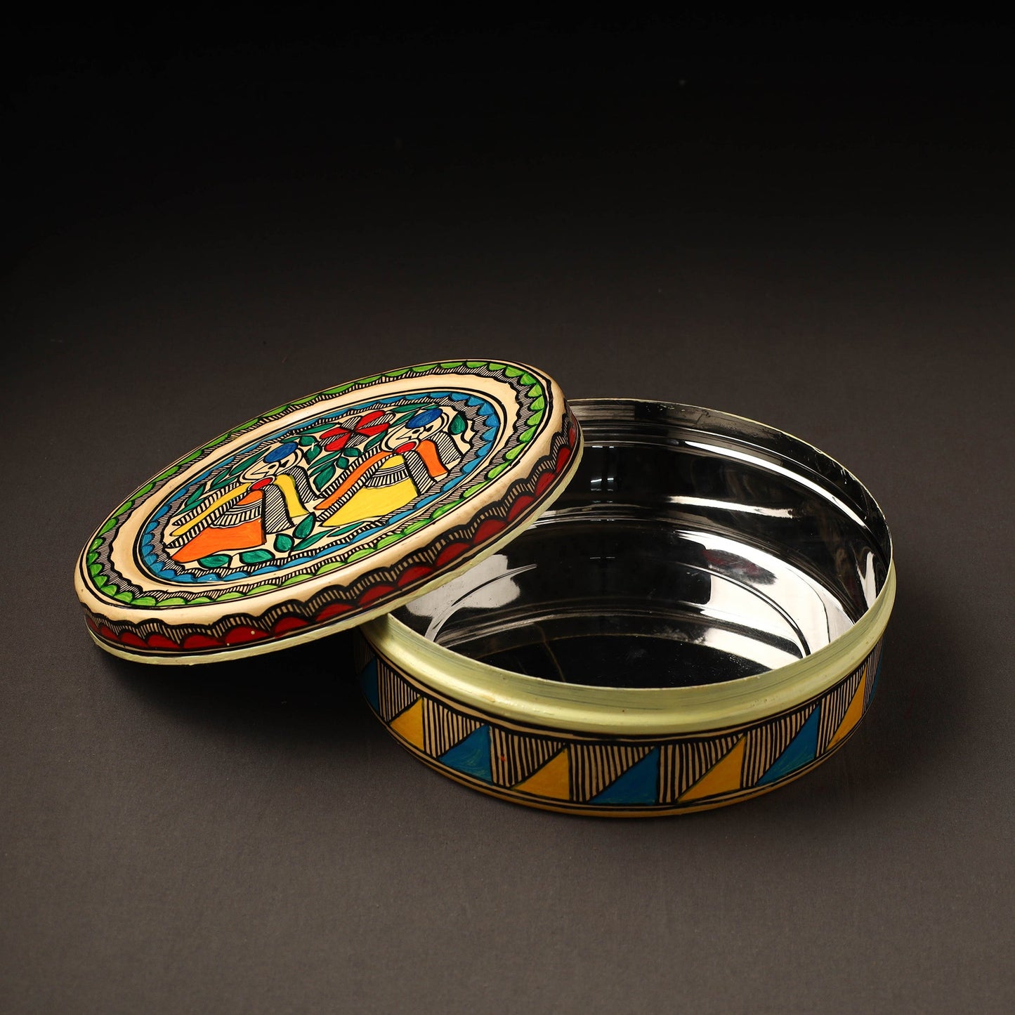  Godna Madhubani Handpainted Stainless Steel Casserole