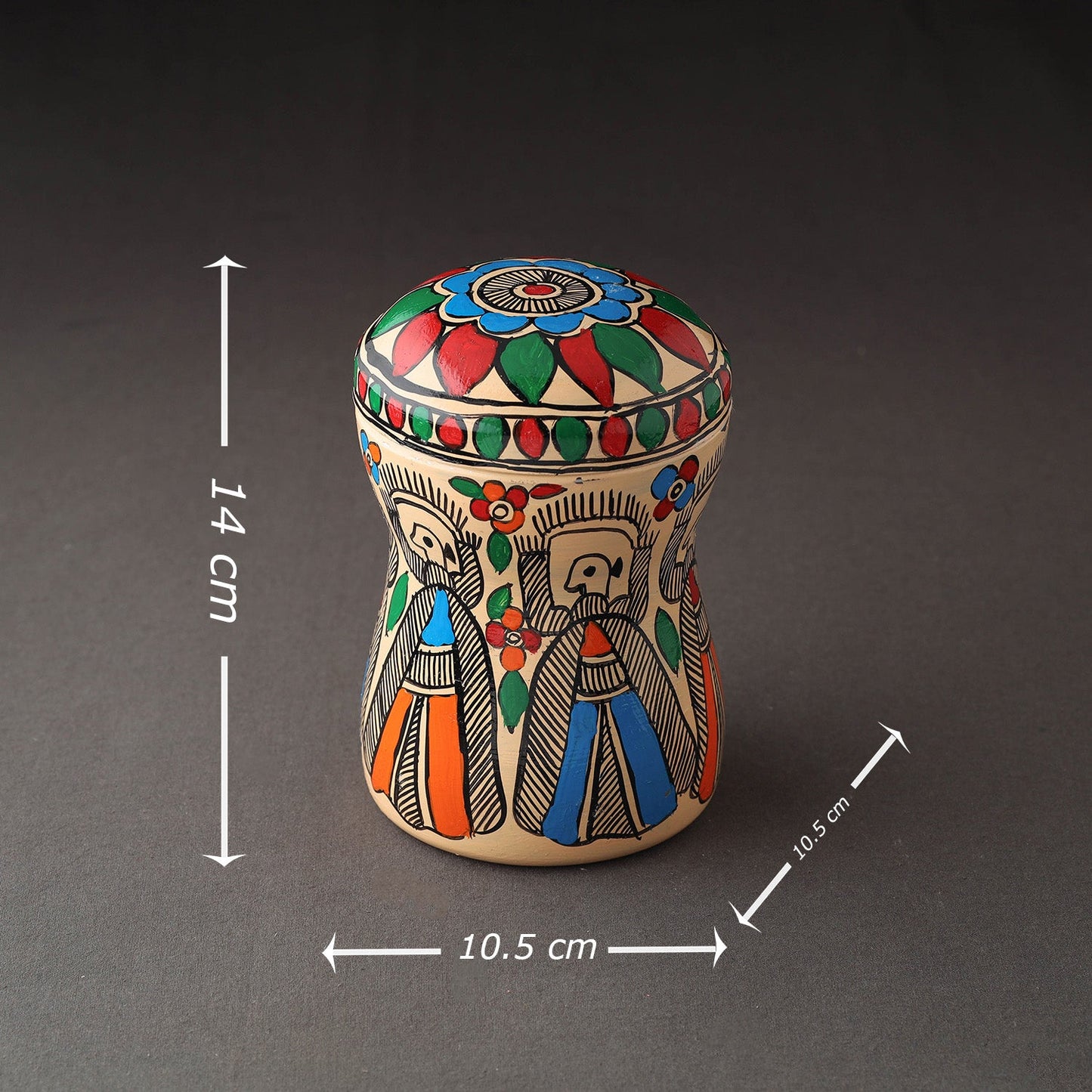 Multicolor Bengal Patua Handpainted Stainless Steel Multi Utility Canister