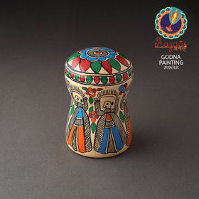 Multicolor Bengal Patua Handpainted Stainless Steel Multi Utility Canister