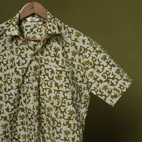 Half sleeve cotton men hand block batik print shirt 05