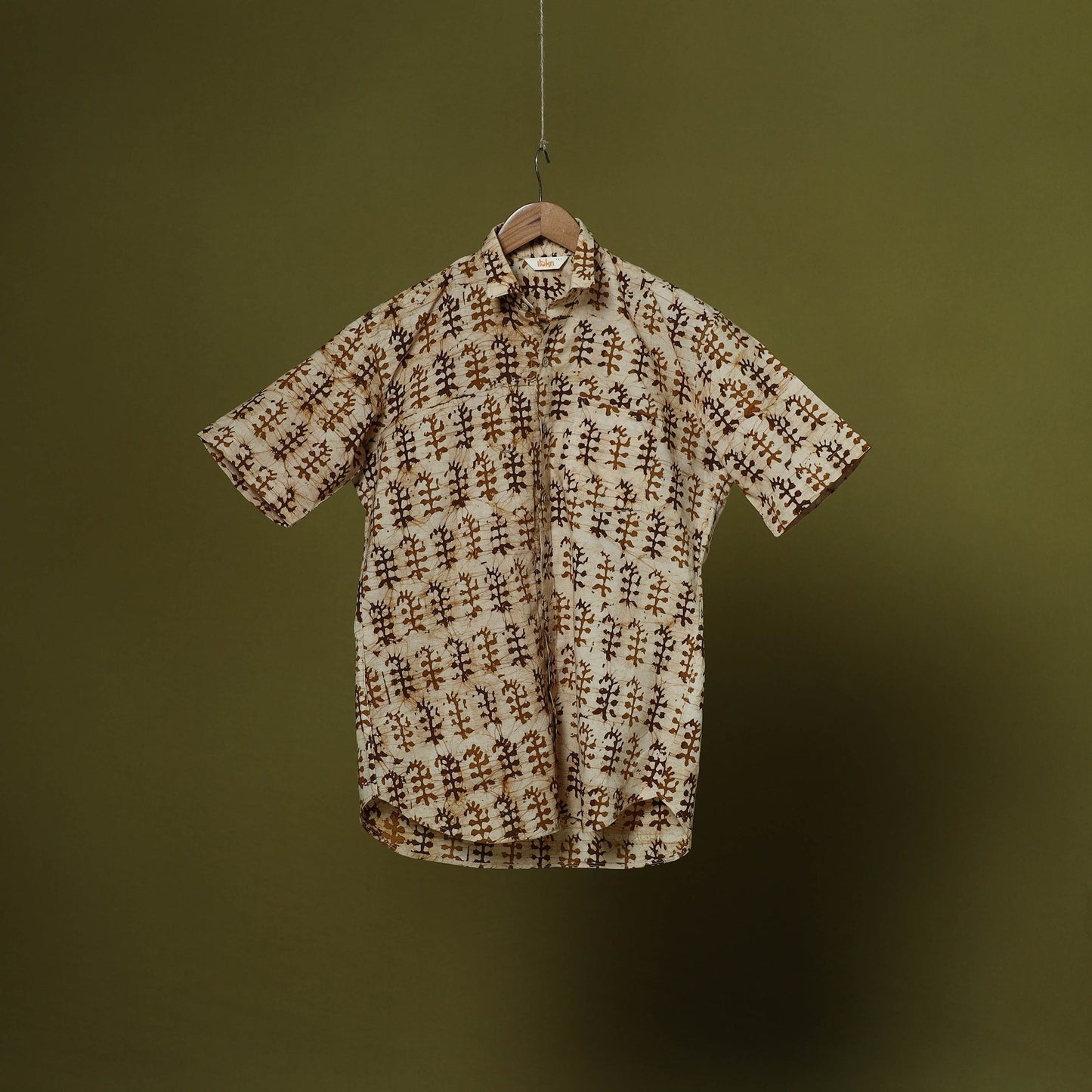 Half sleeve cotton men hand block batik print shirt 10
