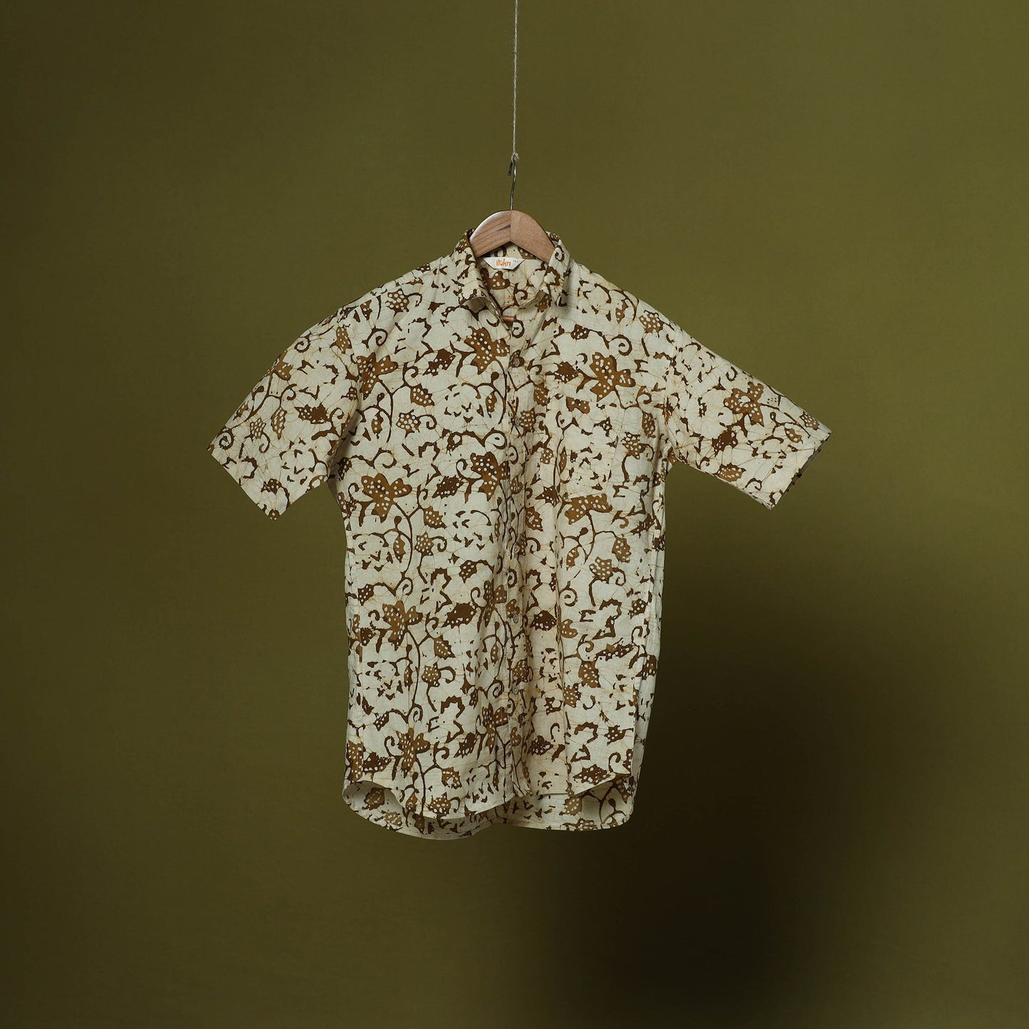 Half sleeve cotton men hand block batik print shirt 11