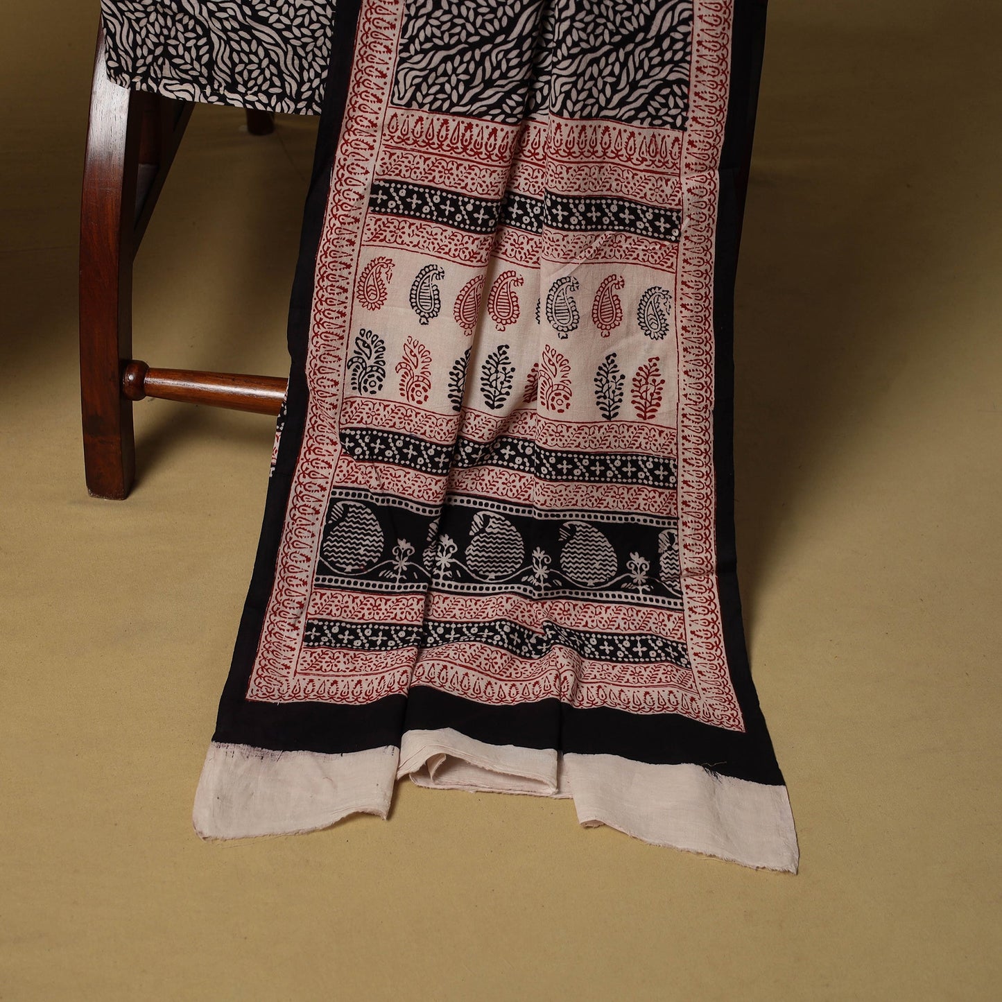 Beige - hand bagh natural dyed cotton 3pc unstitched dress