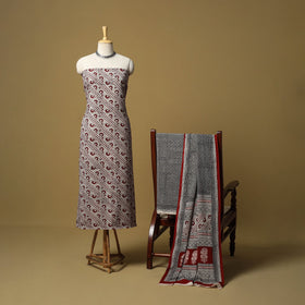 Beige - hand bagh natural dyed cotton 3pc unstitched dress