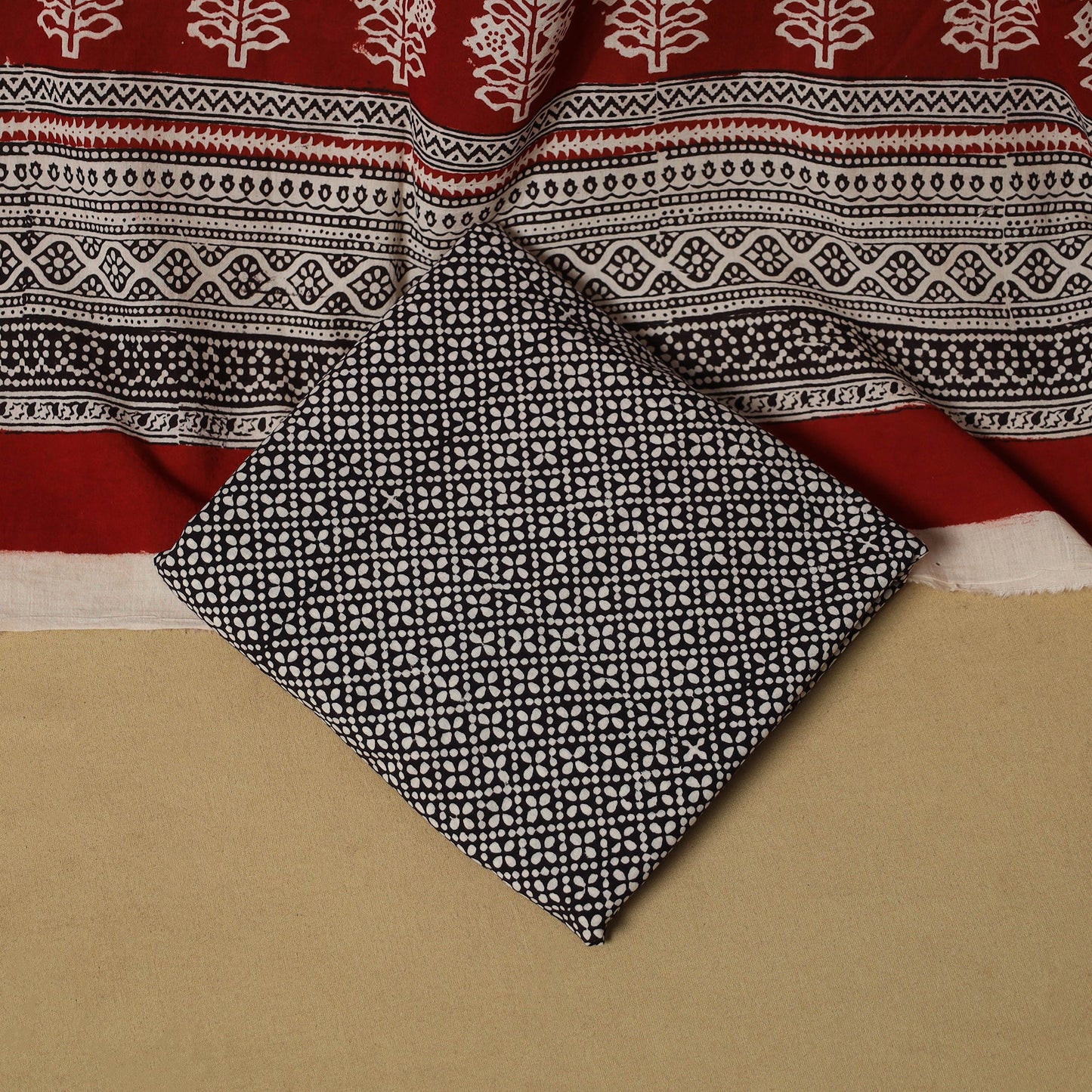 Beige - hand bagh natural dyed cotton 3pc unstitched dress