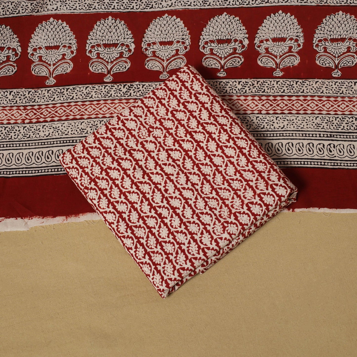 Beige - hand bagh natural dyed cotton 3pc unstitched dress