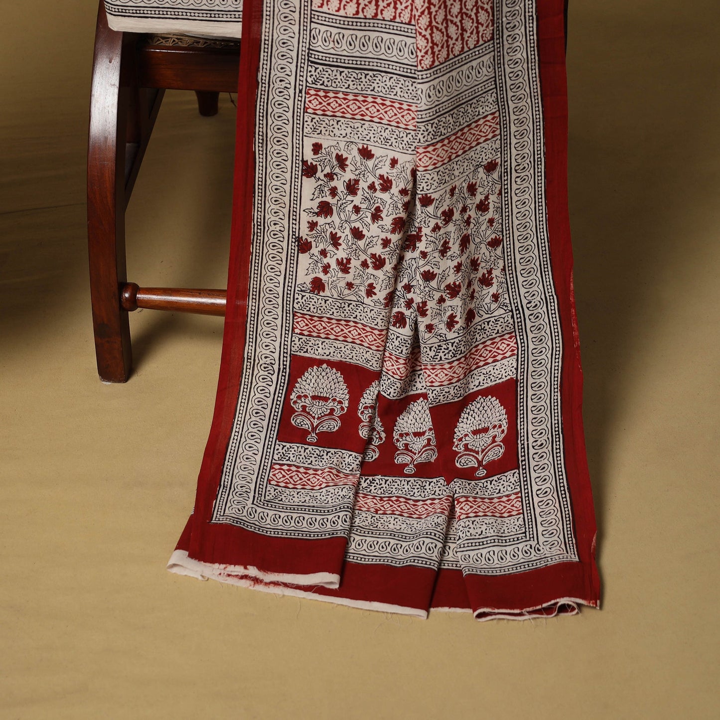 Beige - hand bagh natural dyed cotton 3pc unstitched dress