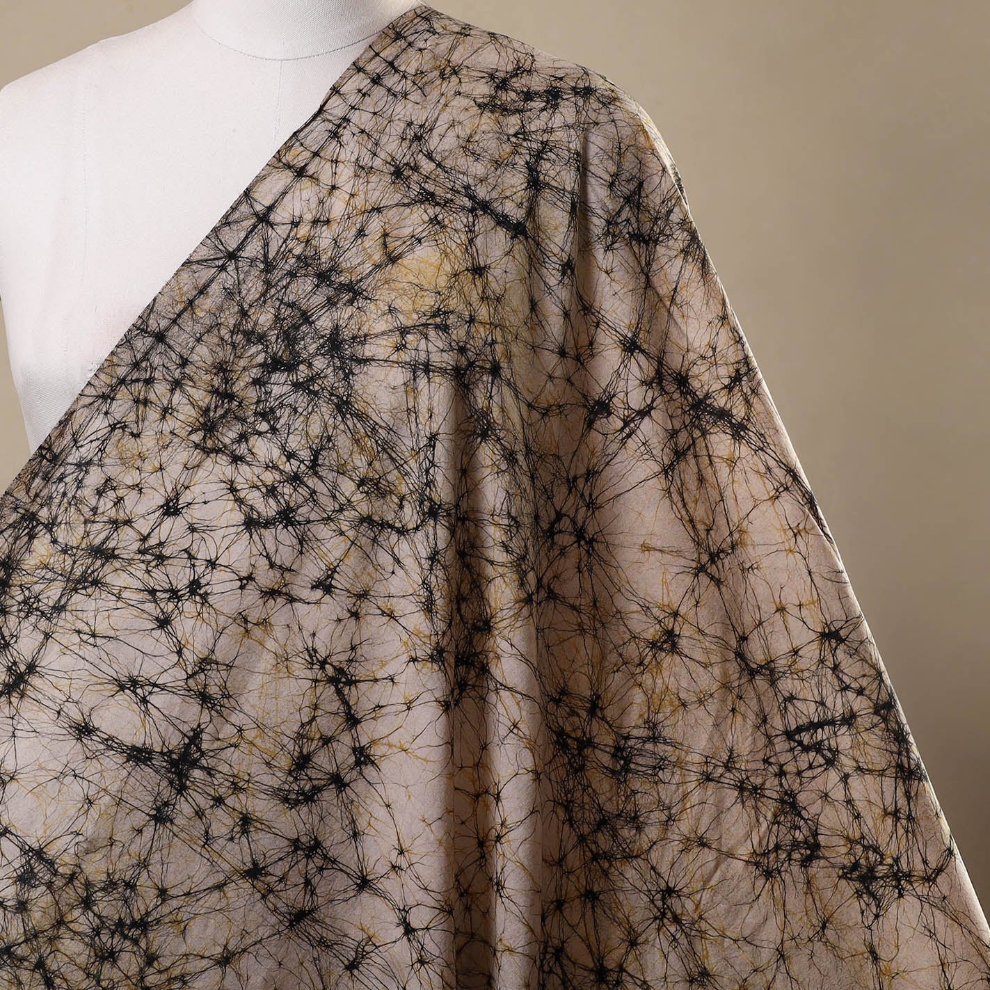 Beige - hand batik cotton fabric 06 - handcrafted