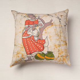  Beige Hand Batik Printed Cotton Cushion Cover