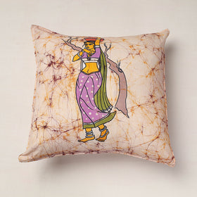 Beige Hand Batik Printed Cotton Cushion Cover