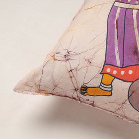  Beige Hand Batik Printed Cotton Cushion Cover