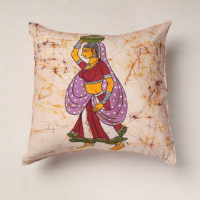 Buy Beige Hand Batik Printed Cotton Cushion Cover Online