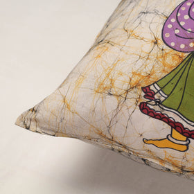 Beige Hand Batik Printed Cotton Cushion Cover